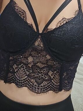 Black Lace Strappy Bralette